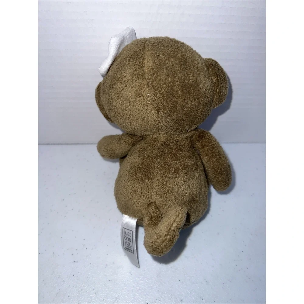 Carters Just One You Girl Monkey Plush Rattle Toy White Flower 9